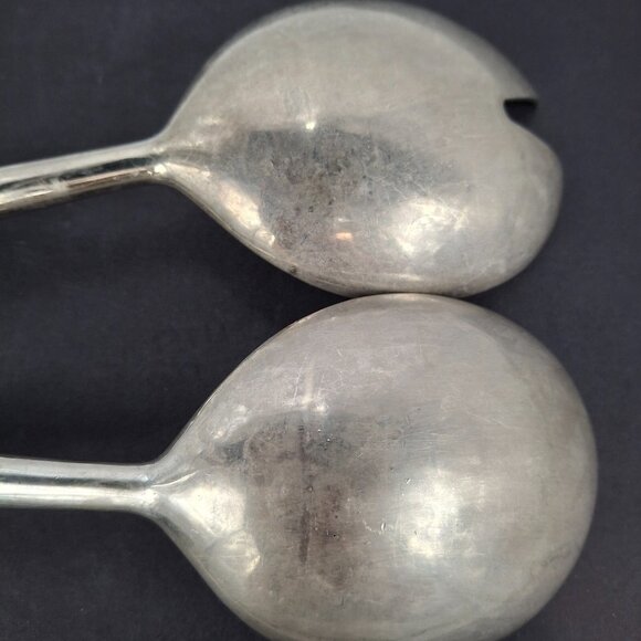 Silea Silver Plate Salad Serving Set Fork & Spoon Textured Rope Handle -Italy - Picture 6 of 14